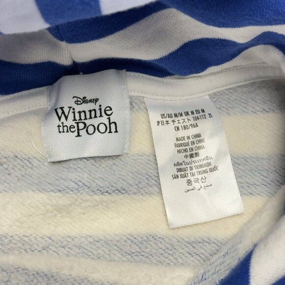 Disney Winnie The Pooh Hoodie Sweatshirt Adult M 21x25.5 Embroidered Striped - Picture 6 of 9
